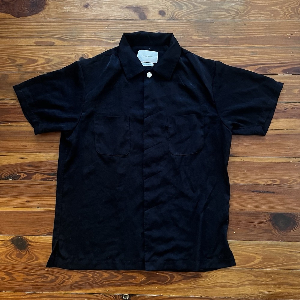 Fingers Crossed Short Sleeve Button Up Shirt Men's S/M Black Made in NYC USA